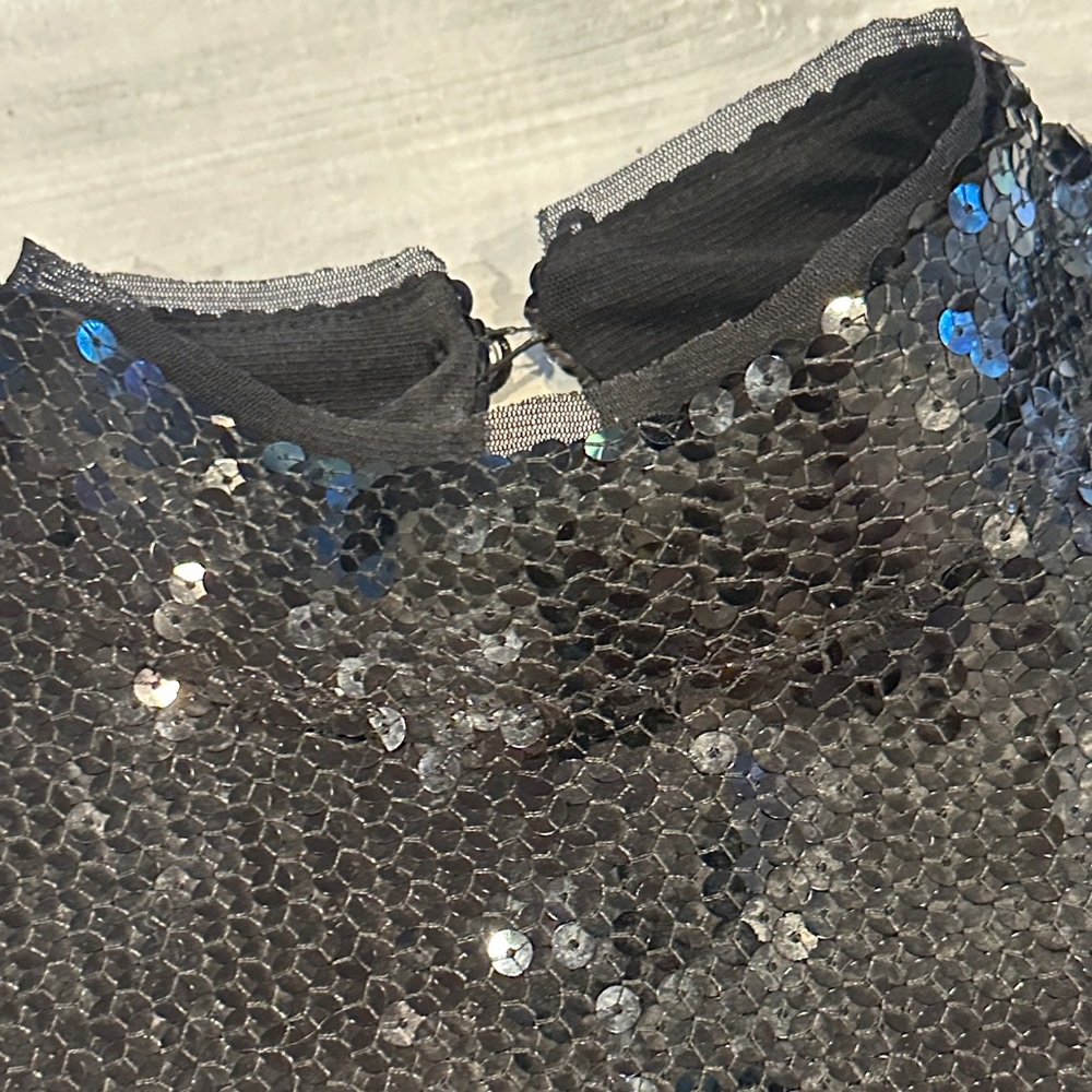 Intimately Free People Sz XS Diamond Eyes Black Sequin Top - Picture 4 of 9